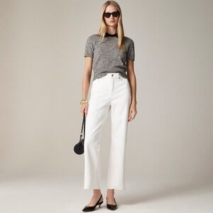 J. CREW '96 Slim Wide Jeans Retro Raw Hems Solid White Preppy Frayed Size 24